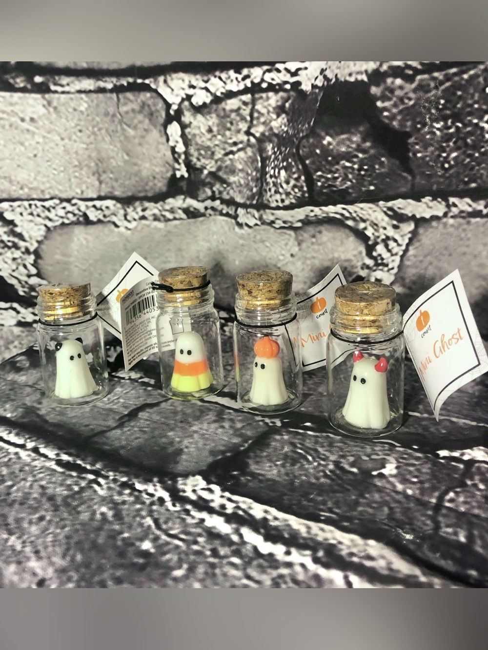 2026 Target Bullseye 4 Mini Ghosts Glass Potion Bottles Halloween NEW